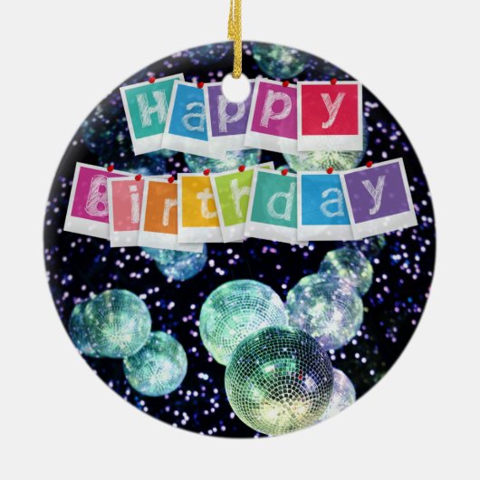 Glam Girly Fotoscript 20 30 40 jarig feest Keramisch Ornament (Achterkant)