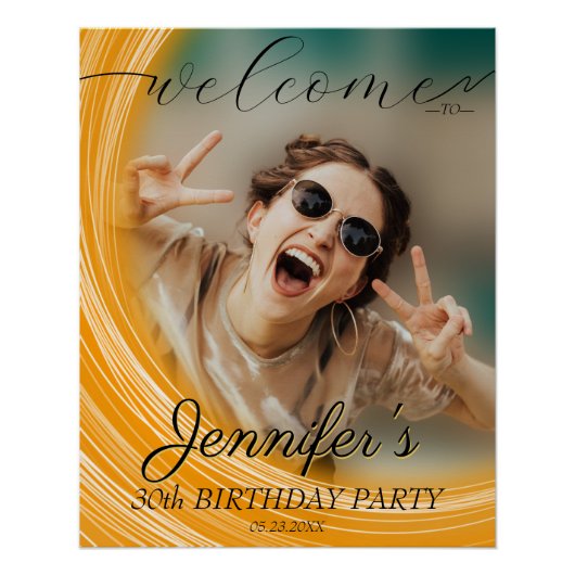Glam Girly Fotoscript 20 30 40 jarig feest Perfect Poster (Voorkant)