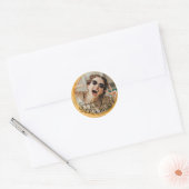 Glam Girly Fotoscript 20 30 40 jarig feest Ronde Sticker (Envelop)