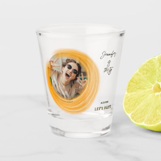 Glam Girly Fotoscript 20 30 40 jarig feest Shot Glas (Voorkant)