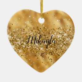 Glam Girly Gold Glitter Glitzy Sparkle Confetti Keramisch Ornament
