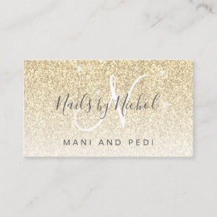 Glam Girly Gold Glitter Mani Pedi Nail Studio Visitekaartje