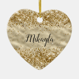 Glam Girly Gold Glitter Sparkle Confetti Keramisch Ornament