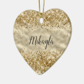 Glam Girly Gold Glitter Sparkle Confetti Keramisch Ornament (Links)
