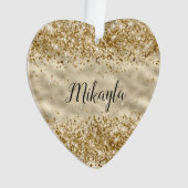 Glam Girly Gold Glitter Sparkle Confetti Naam Ornament (voorkant)