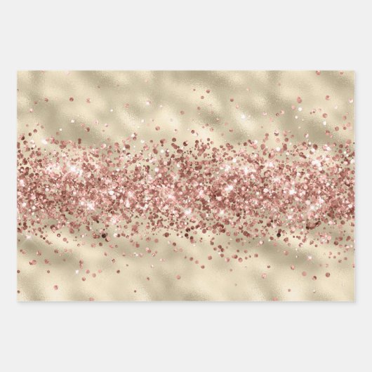 Glam Girly Gold Glitzy Glitter Sparkle Confetti Inpakpapier Vel (Voorkant 3)