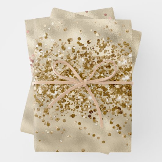 Glam Girly Gold Glitzy Glitter Sparkle Confetti Inpakpapier Vel (In situ)