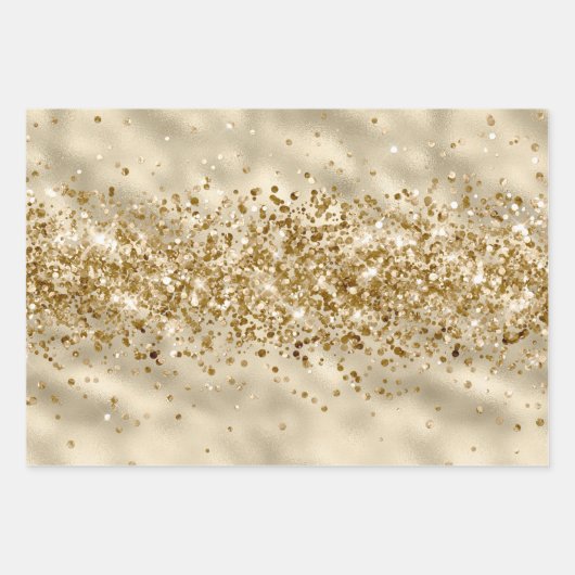 Glam Girly Gold Glitzy Glitter Sparkle Confetti Inpakpapier Vel (Voorkant)