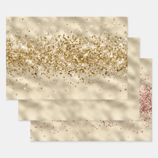 Glam Girly Gold Glitzy Glitter Sparkle Confetti Inpakpapier Vel (Set)