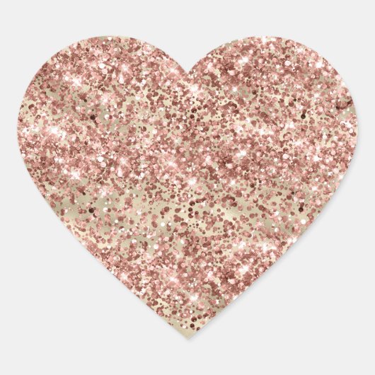 Glam Girly Gold Pink Glitter Sparkle Confetti Hart Sticker (Voorkant)