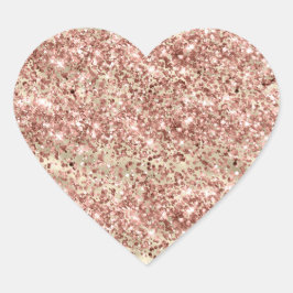 Glam Girly Gold Pink Glitter Sparkle Confetti Hart Sticker