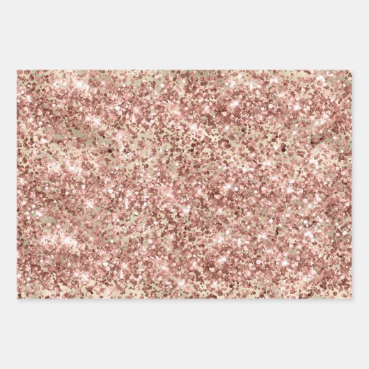 Glam Girly Gold Pink Glitter Sparkle Confetti Inpakpapier Vel (Voorkant 2)