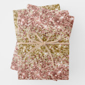 Glam Girly Gold Pink Glitter Sparkle Confetti Inpakpapier Vel (In situ)