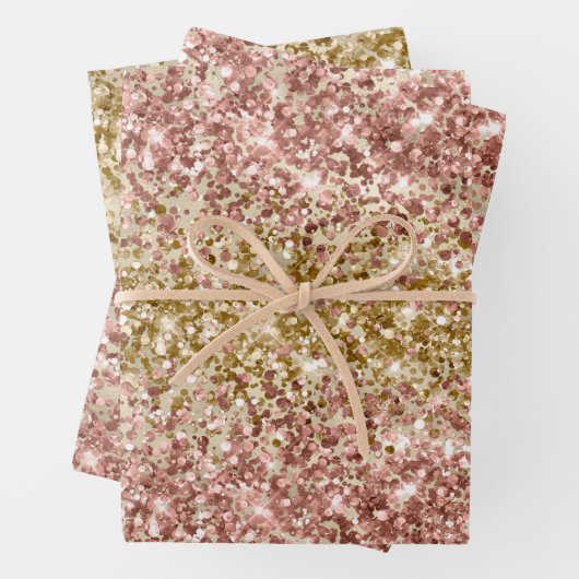 Glam Girly Gold Pink Glitter Sparkle Confetti Inpakpapier Vel (In situ)