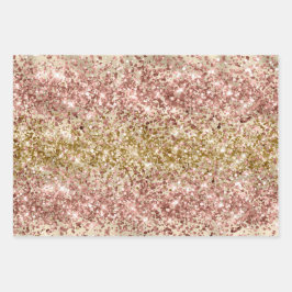Glam Girly Gold Pink Glitter Sparkle Confetti Inpakpapier Vel