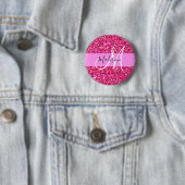 Glam Girly Hot Pink Glitter Sparkles Name Monogram Ronde Button 5,7 Cm (In situ)
