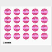 Glam Girly Hot Pink Glitter Sparkles Name Monogram Ronde Sticker (Vel)
