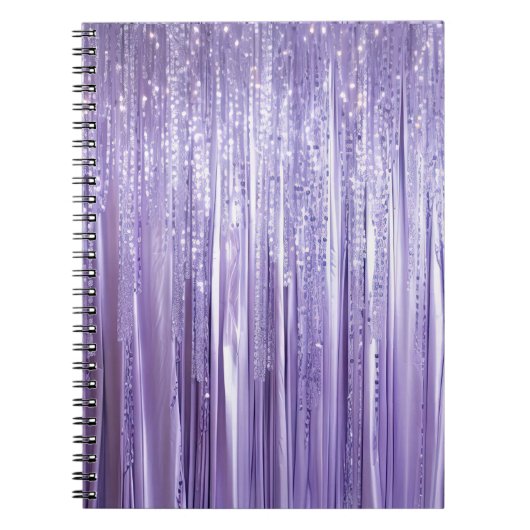 Glam Girly Lavender Tinsel Stripes Notitieboek (Voorkant)
