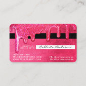 Glam Girly Neon Pink Thick Glitter Druppelt Kredie Visitekaartje (Achterkant)