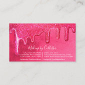 Glam Girly Neon Roze Dikke Glitter Druppels Make-u Visitekaartje (Achterkant)