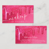 Glam Girly Neon Roze Dikke Glitter Druppels Make-u Visitekaartje (Voorkant / Achterkant)
