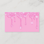 Glam Girly Pink Glitter Drives Voeg QR-code toe Visitekaartje (Achterkant)
