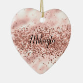 Glam Girly Pink Glitter Glitzy Sparkle Confetti Keramisch Ornament (Rechts)
