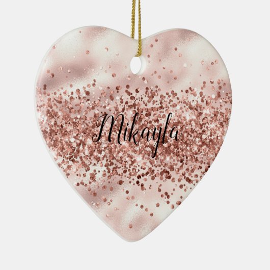Glam Girly Pink Glitter Glitzy Sparkle Confetti Keramisch Ornament (Rechts)