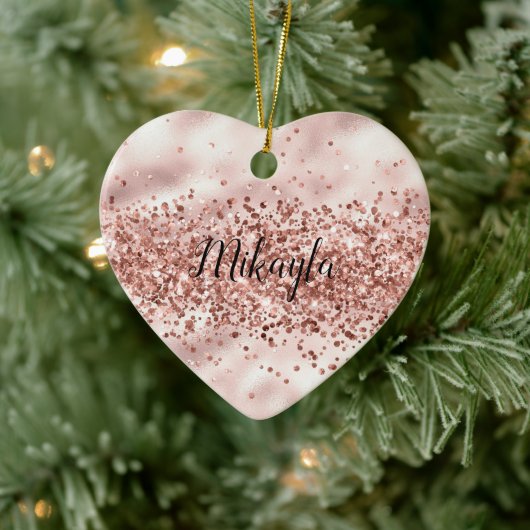 Glam Girly Pink Glitter Glitzy Sparkle Confetti Keramisch Ornament (Boom)