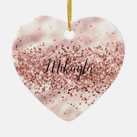 Glam Girly Pink Glitter Glitzy Sparkle Confetti Keramisch Ornament (Voorkant)