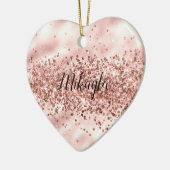 Glam Girly Pink Glitter Glitzy Sparkle Confetti Keramisch Ornament (Links)