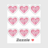 Glam Girly Pink Glitter Hearts Namen Pack Sticker (Vel)