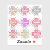 Glam Girly Pink Glitter Lucky Clover Names Pack Sticker (Vel)