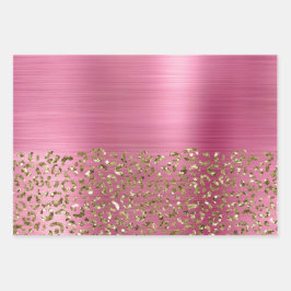 Glam Girly Pink Gold Luipaard Inpakpapier Vel