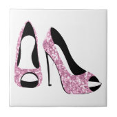 Glam Girly Pink High Heels Tegeltje (Voorkant)