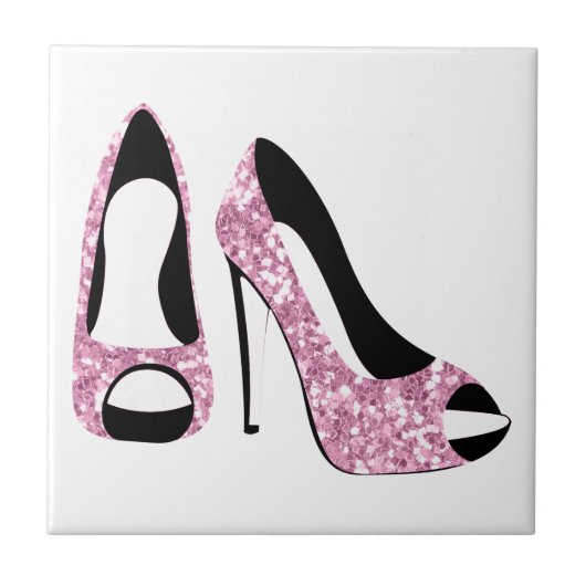 Glam Girly Pink High Heels Tegeltje (Voorkant)