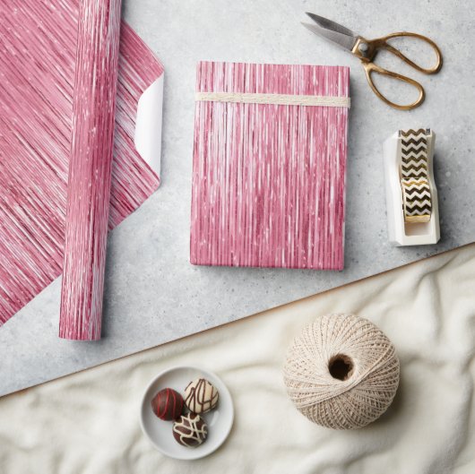 Glam Girly Pink Sparkle Stripes Cadeaupapier (Crafts)