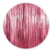 Glam Girly Pink Tinsel Stripes Keramische Knop (Voorkant)