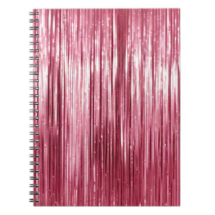 Glam Girly Pink Tinsel Stripes Notitieboek