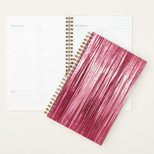 Glam Girly Pink Tinsel Stripes Planner (Display)