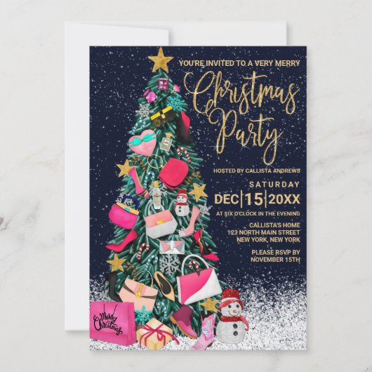 Glam Girly presenteert de paarse kerstboom Kaart (Voorkant)