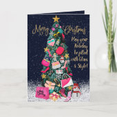 Glam Girly presenteert de paarse kerstboom Kaart (Voorkant)