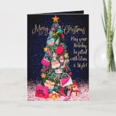 Glam Girly presenteert de paarse kerstboom levendi Kaart (Voorkant)