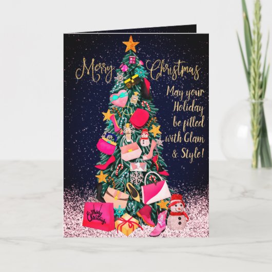 Glam Girly presenteert de paarse kerstboom levendi Kaart (Voorkant)