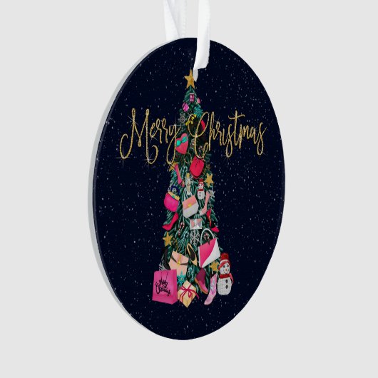 Glam Girly presenteert de paarse kerstboom Ornament (voorkant)