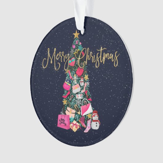 Glam Girly presenteert de paarse kerstboom Ornament (voorkant)