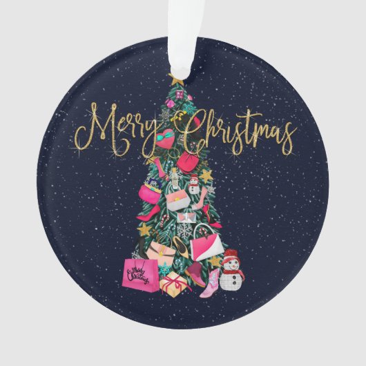 Glam Girly presenteert de paarse kerstboom Ornament (voorkant)