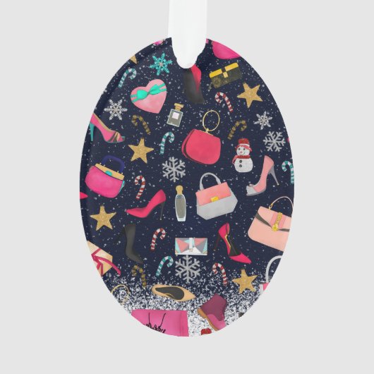 Glam Girly presenteert de paarse kerstboom Ornament (achterkant)