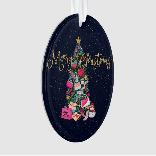 Glam Girly presenteert de paarse kerstboom Ornament (voorkant)