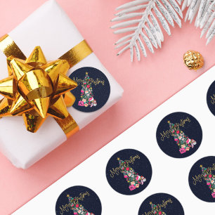 Glam Girly presenteert de paarse kerstboom Ronde Sticker